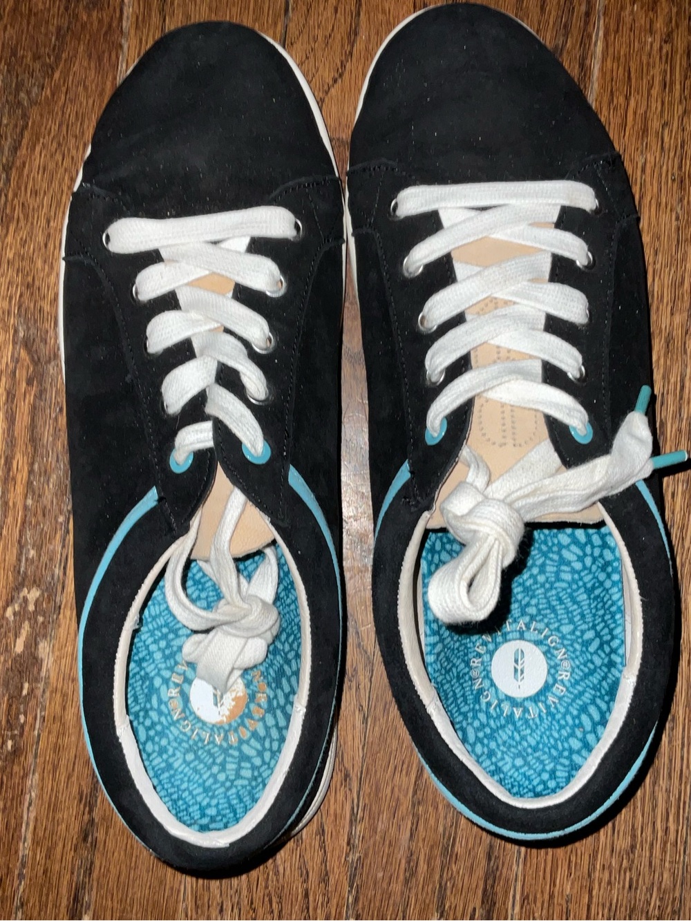 REVITALIGN Black and Teal Suede Lace-Up Sneakers